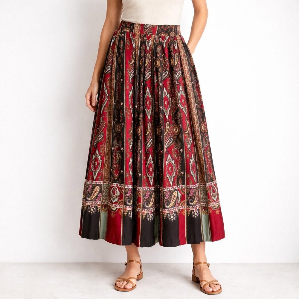 Vintage Susan Bristol Floral Paisley Maxi Skirt M